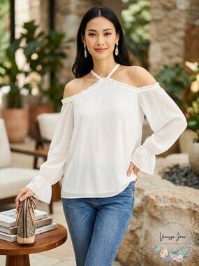 Inc Solid Cold-Shoulder Top, Size XL